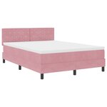 Literie Box Spring vidaXL avec Matelas Rose 140x200 cm Velours
