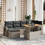 vidaXL Salon de jardin avec coussins 7 Pièces gris résine tressée