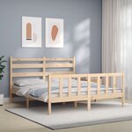 vidaXL Cadre de lit avec tête de lit 160x200 cm bois massif