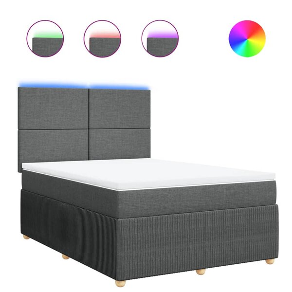 vidaXL Sommier à lattes de lit avec matelas Gris foncé 140x190cm Tissu