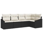 vidaXL Ensemble de Canapés de Jardin 5 pièces avec Coussins Noir Rattan Poly