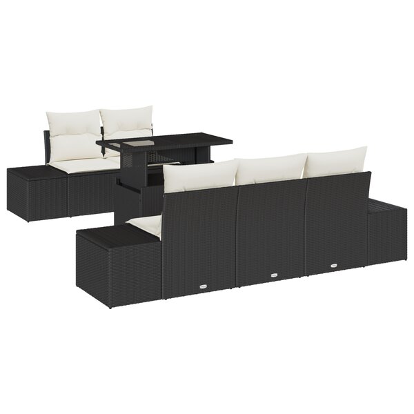 vidaXL Ensemble de 6 canapés de jardin avec coussins Noir Poly Rattan