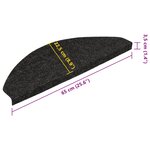 vidaXL Tapis d'escalier autocollants 15 Pièces 65x22 5x3 5 cm Anthracite