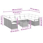 Ensemble de 10 Pièces de Canapés de Jardin avec Coussins Noir Poly Rattan Acacia