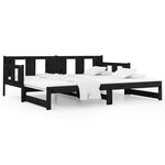 vidaXL Lit coulissant sans matelas noir 2x(80x200)cm