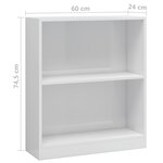 vidaXL Bibliothèque Blanc brillant 60x24x76 cm Bois d'ingénierie