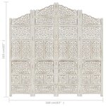 vidaXL Cloison de séparation 4 panneaux Blanc 160x165 cm Bois manguier