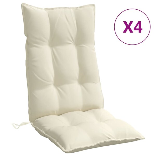 vidaXL Coussins de chaise à dossier haut lot de 4 crème tissu oxford