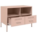 vidaXL Meuble TV rose 68x39x50 5 cm acier laminé à froid