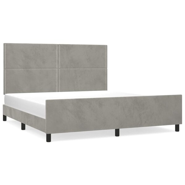 vidaXL Cadre de lit avec tête de lit Gris clair 180x200 cm Velours