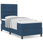 vidaXL Lit à ressorts avec matelas bleu 90x200 cm tissu