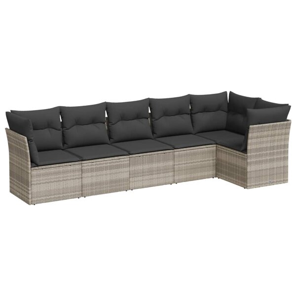 vidaXL Salon de jardin 6 Pièces avec coussins gris clair résine tressée
