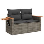 Ensemble de 10 Pièces de Canapés de Jardin avec Coussins Gris en Rattan Poly Acacia