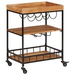 vidaXL Chariot de bar 60x40x80 cm bois massif d'acacia et fer