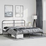 vidaXL Cadre de lit métal sans matelas avec tête de lit noir 193x203cm