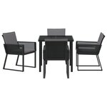 vidaXL Ensemble de Dining de Jardin 5 Pièces avec Coussins Noir Rattan Poly