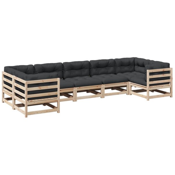 vidaXL Salon de jardin 7 Pièces avec coussins bois de pin massif