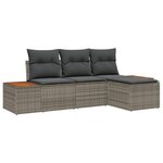 vidaXL Ensemble de Canapé de Jardin 4 Pièces avec Coussins Gris Rattan Poly Acacia