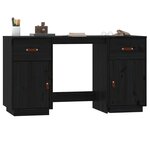 vidaXL Bureau avec armoires Noir 135x50x75 cm Bois massif de pin