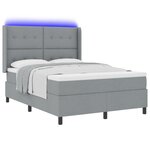 Lit Box Spring vidaXL avec matelas et lumière LED gris clair 140x200 cm en tissu