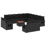 vidaXL Salon de jardin avec coussins 14 Pièces noir résine tressée