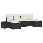 vidaXL Ensemble de Canapés de Jardin de 6 Pièces avec Coussins Noir en Rattan Poly