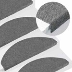 vidaXL Tapis d'escalier autocollants 15 Pièces 65x22 5x3 5 cm Gris