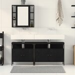 vidaXL Ensemble de meubles de salle de bain 3 pièces en bois d'ingénierie noir chêne