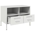 vidaXL Meubles TV 2 Pièces blanc 68x39x50 5 cm acier laminé à froid