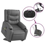 vidaXL Fauteuil inclinable de massage Gris Similicuir