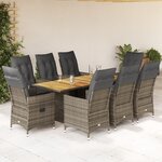 vidaXL Ensemble à manger de jardin 9 Pièces coussins gris résine tressée