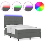 vidaXL Lit à Sommier avec Matelas & LED Gris Foncé 160x200 cm Tissu
