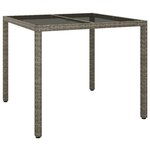 vidaXL Table de jardin 90x90x75 cm Verre trempé et résine tressée Gris