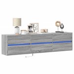 vidaXL Meuble TV mural avec LED sonoma gris 180x31x45 cm