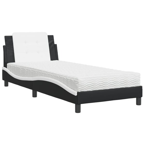 vidaXL Lit avec matelas noir et blanc 80x200 cm similicuir