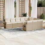 vidaXL Salon de jardin avec coussins 10 Pièces beige résine tressée