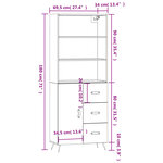 vidaXL Buffet haut Blanc 69 5x34x180 cm Bois d'ingénierie