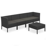 Salon de jardin meuble d'extérieur ensemble de mobilier 5 pièces avec coussins résine tressée noir 02_0016488