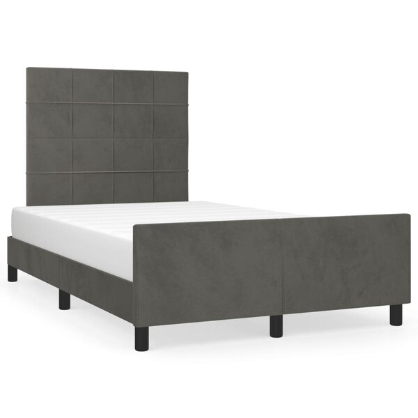 vidaXL Cadre de lit avec tête de lit gris foncé 120x190 cm velours