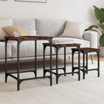 vidaXL Tables basses gigognes 3 Pièces chêne fumé bois d'ingénierie