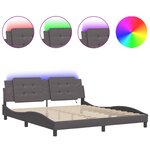 vidaXL Cadre de lit avec LED sans matelas gris 180x200 cm