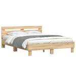 vidaXL Cadre de lit avec tête de lit et LED chêne sonoma 140x190 cm