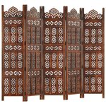vidaXL Cloison de séparation 5 panneaux Marron 200x165cm Bois manguier