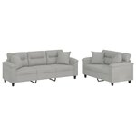 vidaXL Ensemble de canapés 2 Pièces coussins Gris clair Tissu microfibre