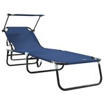 vidaXL Chaises longues pliantes 2 Pièces avec auvent en tissu Oxford 600D bleu