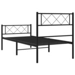 vidaXL Cadre de lit métal avec tête de lit/pied de lit noir 90x200 cm
