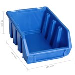 vidaXL Kit de bacs de stockage et panneaux muraux 128 Pièces Bleu et noir