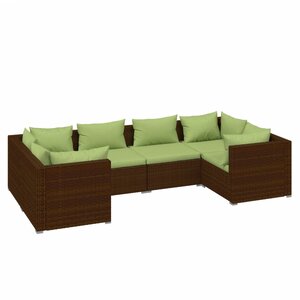 Salon de jardin meuble d'extérieur ensemble de mobilier 6 pièces avec coussins résine tressée marron 02_0016894