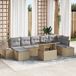 vidaXL Ensemble de canapé de jardin 8 pièces avec coussins en poly rotin beige
