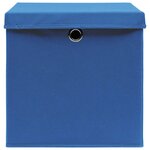 vidaXL Boîtes de rangement avec couvercle 4 Pièces Bleu 32x32x32 cm Tissu